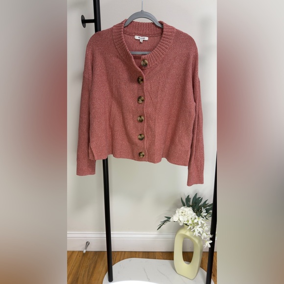 Madewell Women’s Dusty Rose Button Cardigan Sweater | Cozy Knit | Size M - Picture 3 of 11